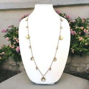 New Boutique Necklace Long Matte Gold Accents 3E